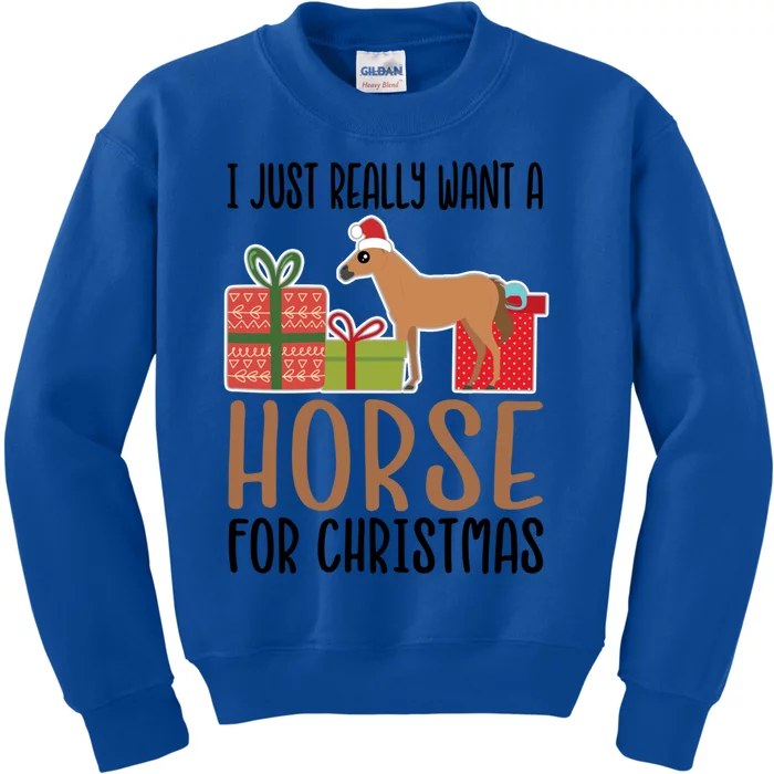 I Really Want A Horse For Christmas Funny Gift Kids Sweatshirt