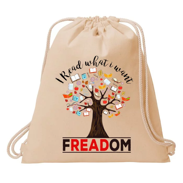 I Read What I Want Banned Books Week Drawstring Bag