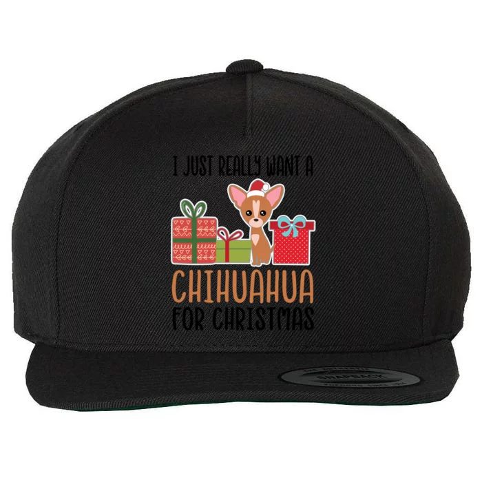 I Really Want A Chihuahua For Christmas Chihuahua Owner Gift Wool Snapback Cap