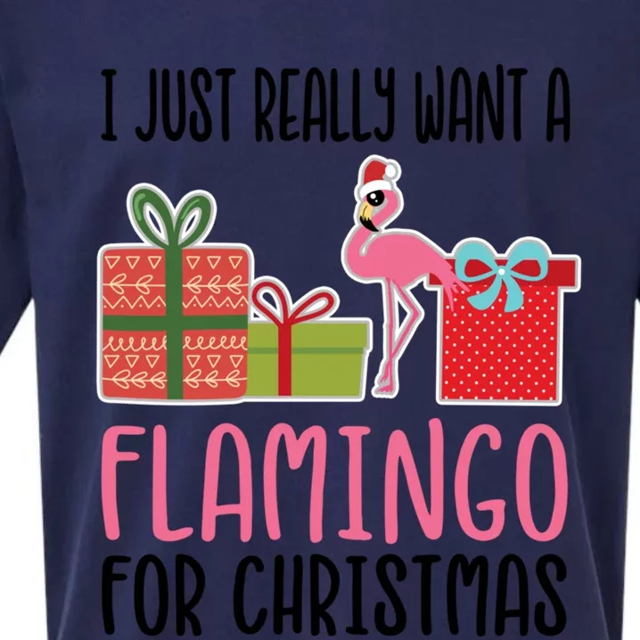 I Really Want A Flamingo For Christmas Meaningful Gift Sueded Cloud Jersey T-Shirt