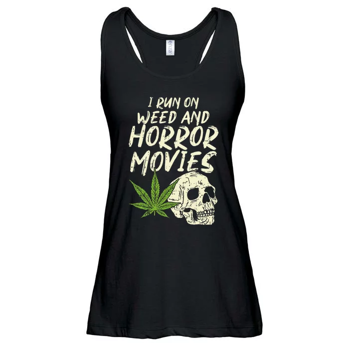 I Run Weed Horror Movies Skull Funny Halloween Stoner Gift Ladies Essential Flowy Tank