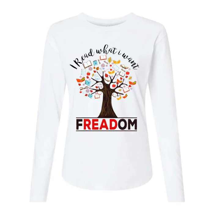 I Read What I Want Banned Books Week Librarian Womens Cotton Relaxed Long Sleeve T-Shirt