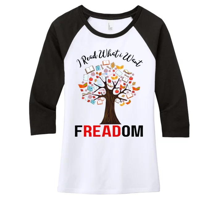 I Read What I Want Banned Books Week Librarian Women's Tri-Blend 3/4-Sleeve Raglan Shirt