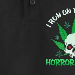 I Run Weed Horror Movies Skull Halloween Stoner Dry Zone Grid Performance Polo