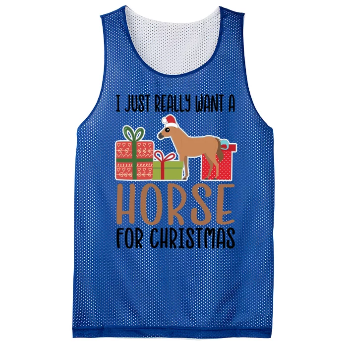 I Really Want A Horse For Christmas Gift Mesh Reversible Basketball Jersey Tank