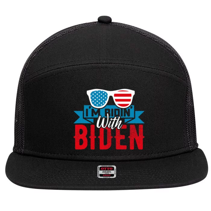 IM Ridin With Biden 2023 Joe Biden 7 Panel Mesh Trucker Snapback Hat