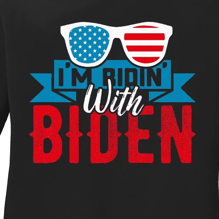 IM Ridin With Biden 2023 Joe Biden Ladies Long Sleeve Shirt