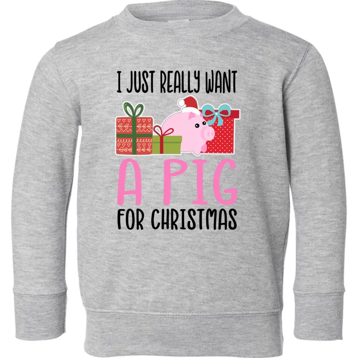 I Really Want A Pig For Christmas Gift Toddler Sweatshirt