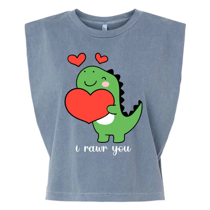 I Rawr You Cute Dinosaur Love Valentines Day Garment-Dyed Women's Muscle Tee