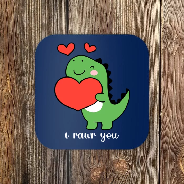 I Rawr You Cute Dinosaur Love Valentines Day Coaster