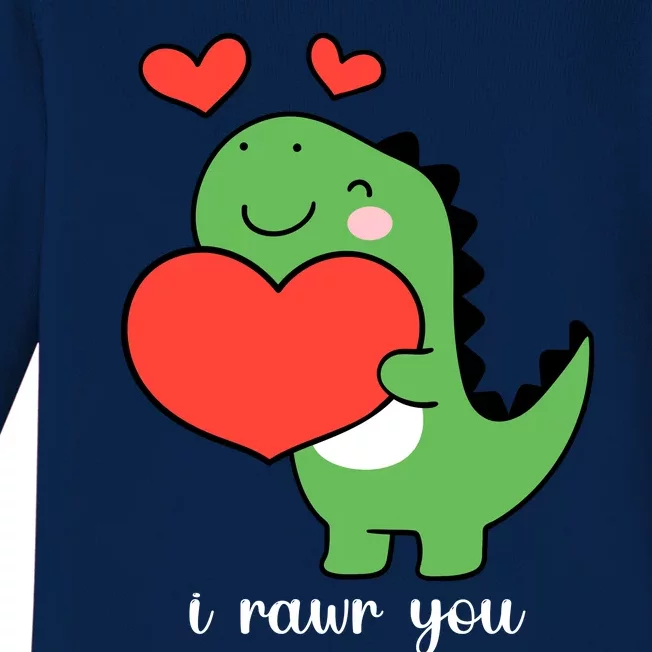 I Rawr You Cute Dinosaur Love Valentines Day Baby Long Sleeve Bodysuit