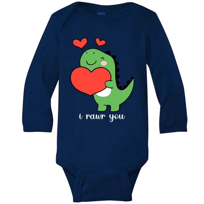 I Rawr You Cute Dinosaur Love Valentines Day Baby Long Sleeve Bodysuit