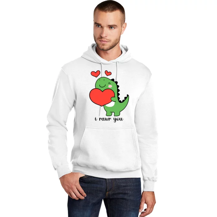 I Rawr You Cute Dinosaur Love Valentines Day Hoodie