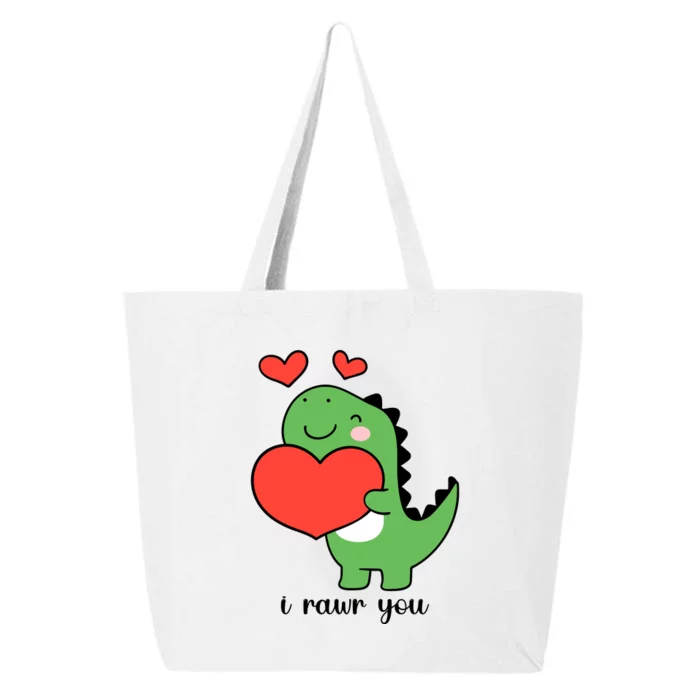 I Rawr You Cute Dinosaur Love Valentines Day 25L Jumbo Tote