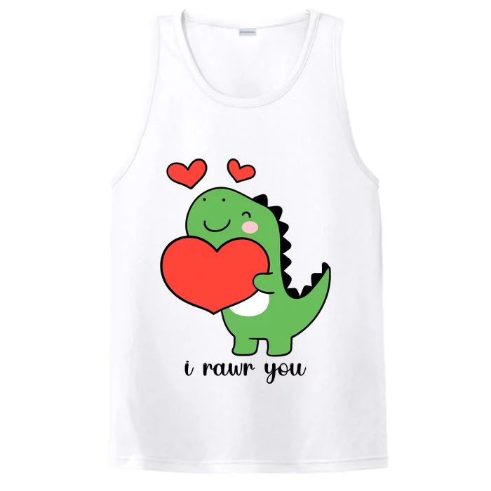 I Rawr You Cute Dinosaur Love Valentines Day Performance Tank