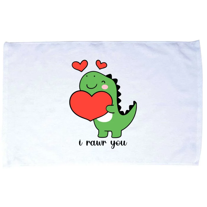 I Rawr You Cute Dinosaur Love Valentines Day Microfiber Hand Towel