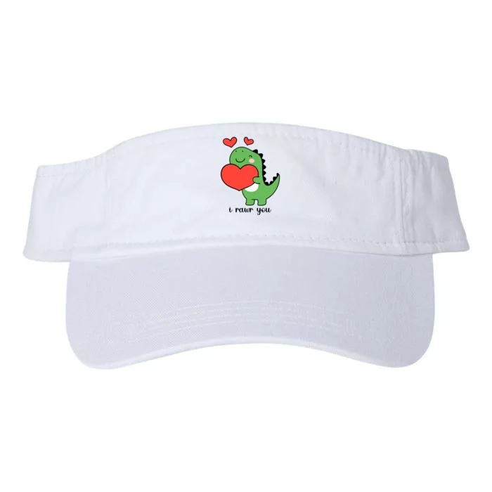 I Rawr You Cute Dinosaur Love Valentines Day Valucap Bio-Washed Visor