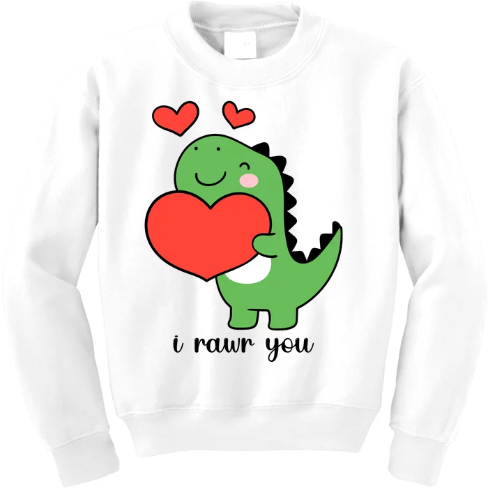 I Rawr You Cute Dinosaur Love Valentines Day Kids Sweatshirt