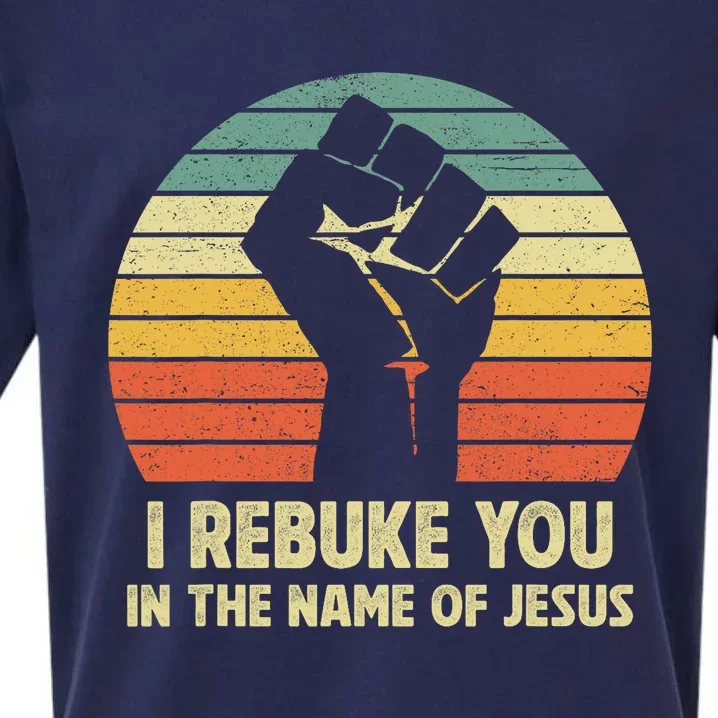 I Rebuke You In The Name Of Jesus Sueded Cloud Jersey T-Shirt