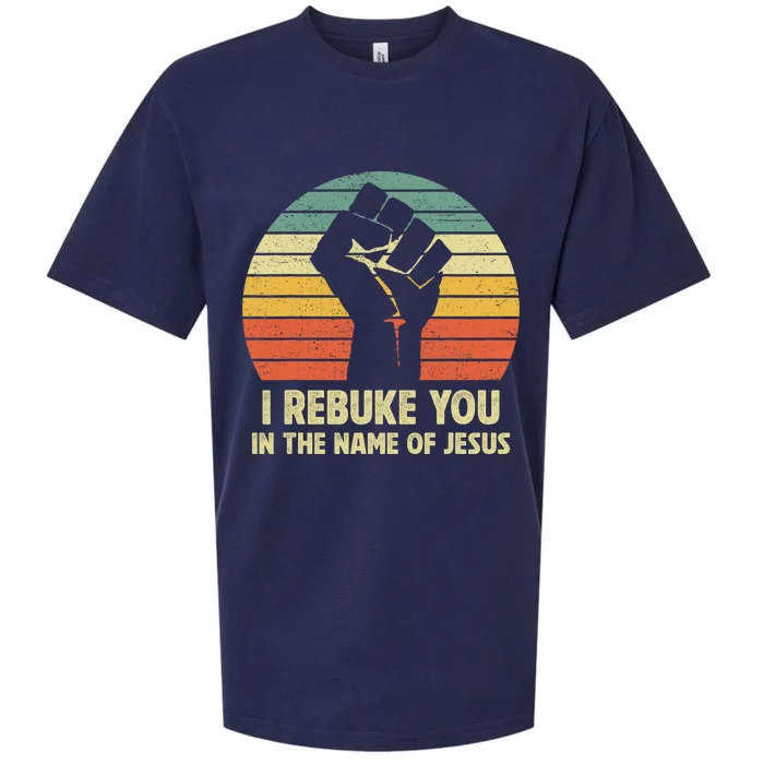 I Rebuke You In The Name Of Jesus Sueded Cloud Jersey T-Shirt