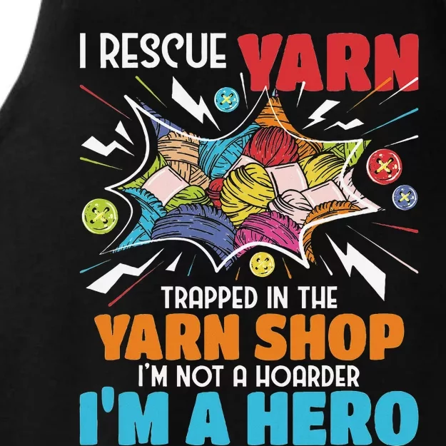 I Rescue Yarn Knitting Knitter Crocheting Crocheter Ladies Tri-Blend Wicking Tank