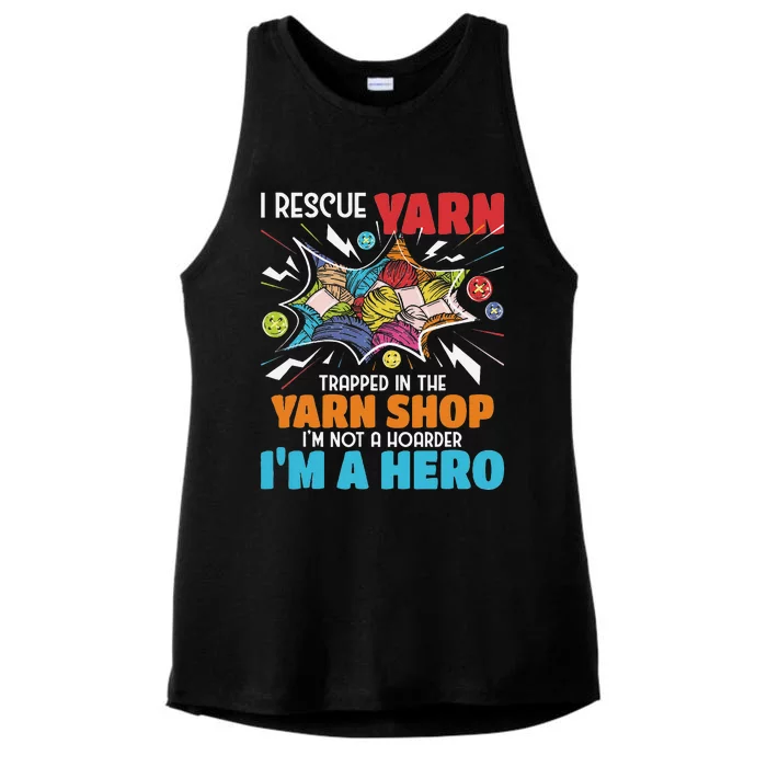 I Rescue Yarn Knitting Knitter Crocheting Crocheter Ladies Tri-Blend Wicking Tank