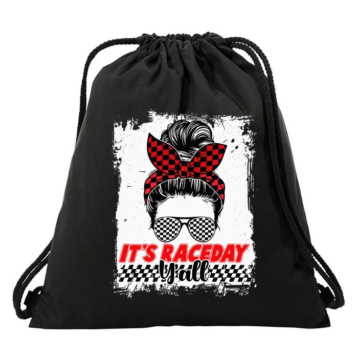 Its Raceday Yall Dirt Track Racing Race Car Lover Women Girl Drawstring Bag