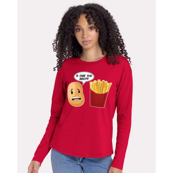 Is That You Bro Funny French Fries Womens Cotton Relaxed Long Sleeve T-Shirt