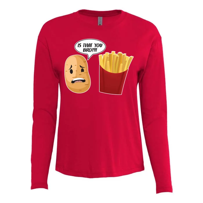 Is That You Bro Funny French Fries Womens Cotton Relaxed Long Sleeve T-Shirt