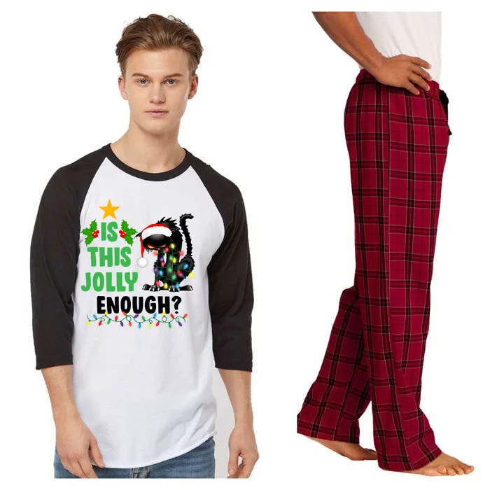 Is This Jolly Enough Funny Christmas Cat Raglan Sleeve Pajama Set