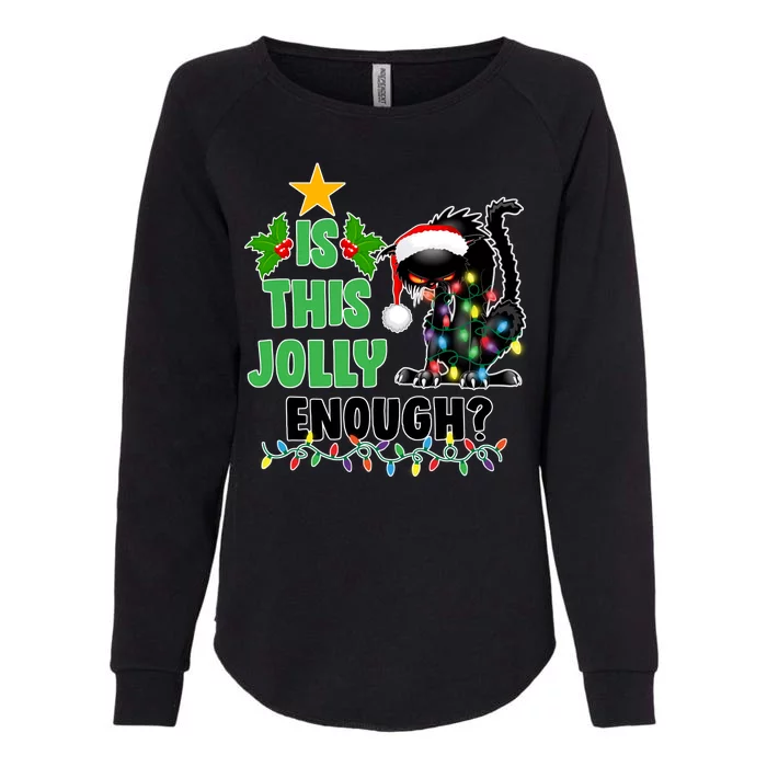 Is This Jolly Enough Funny Christmas Cat Womens California Wash Sweatshirt