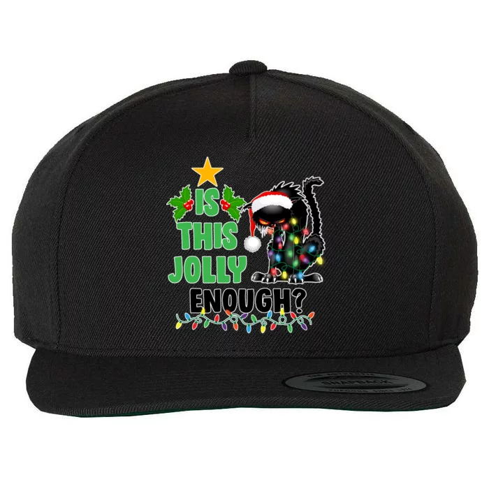 Is This Jolly Enough Funny Christmas Cat Wool Snapback Cap