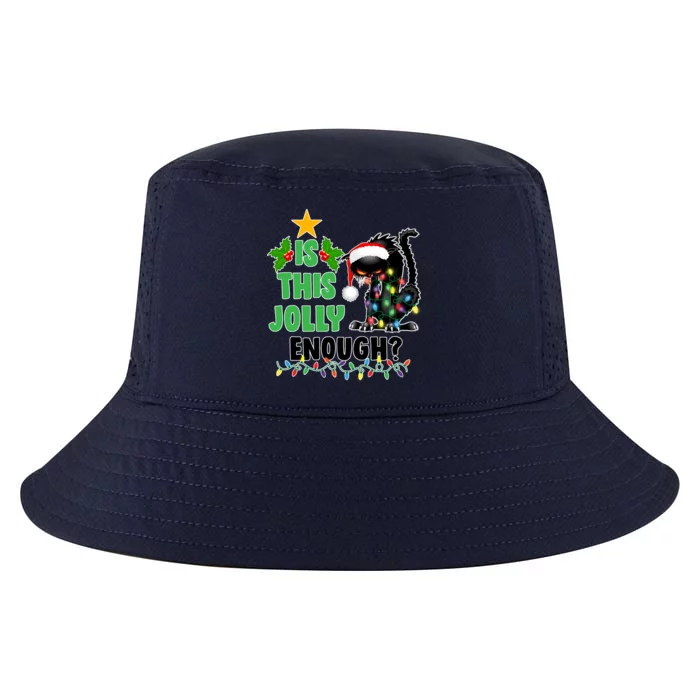 Is This Jolly Enough Funny Christmas Cat Cool Comfort Performance Bucket Hat