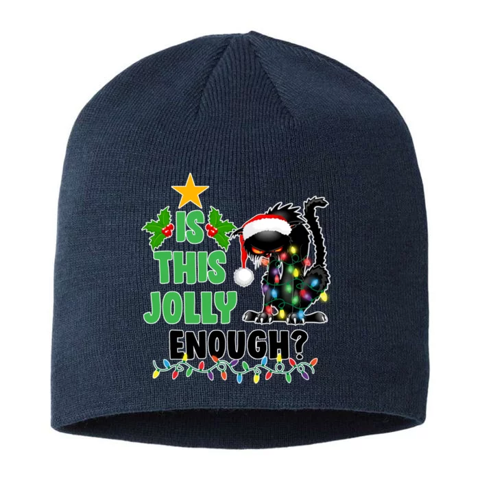 Is This Jolly Enough Funny Christmas Cat 8 1/2in Sustainable Knit Beanie