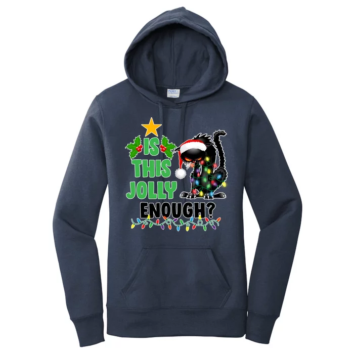 Is This Jolly Enough Funny Christmas Cat Women's Pullover Hoodie