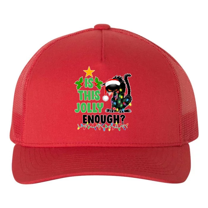 Is This Jolly Enough Funny Christmas Cat Yupoong Adult 5-Panel Trucker Hat