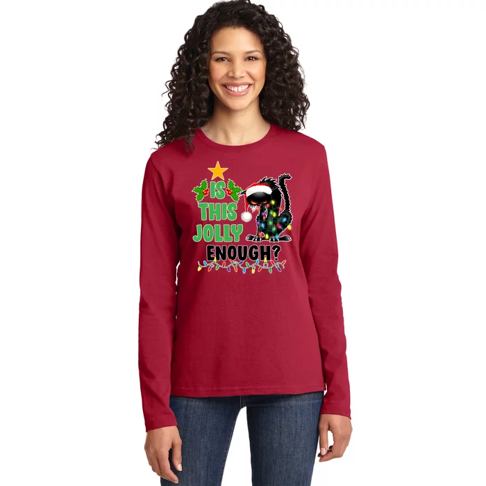 Is This Jolly Enough Funny Christmas Cat Ladies Long Sleeve Shirt