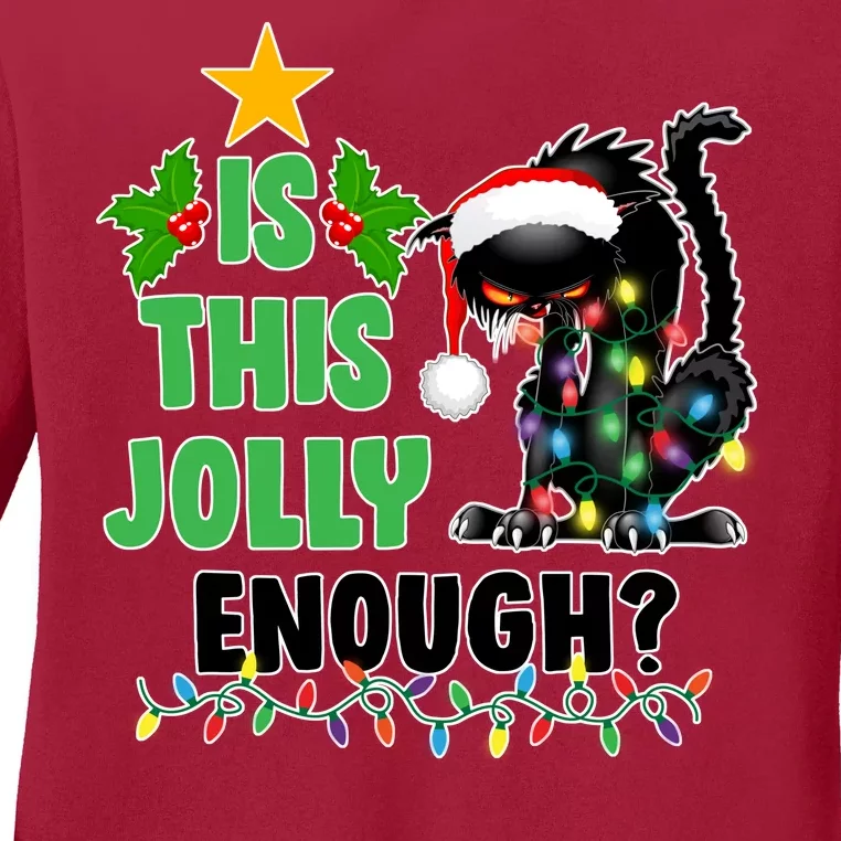 Is This Jolly Enough Funny Christmas Cat Ladies Long Sleeve Shirt