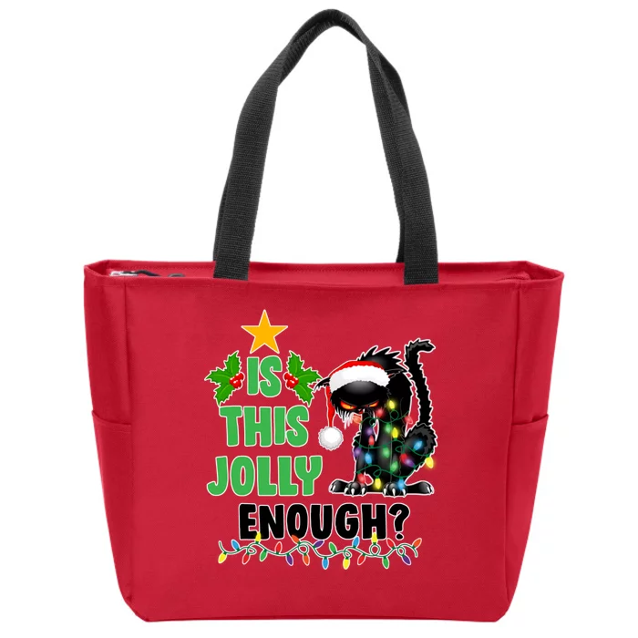 Is This Jolly Enough Funny Christmas Cat Zip Tote Bag