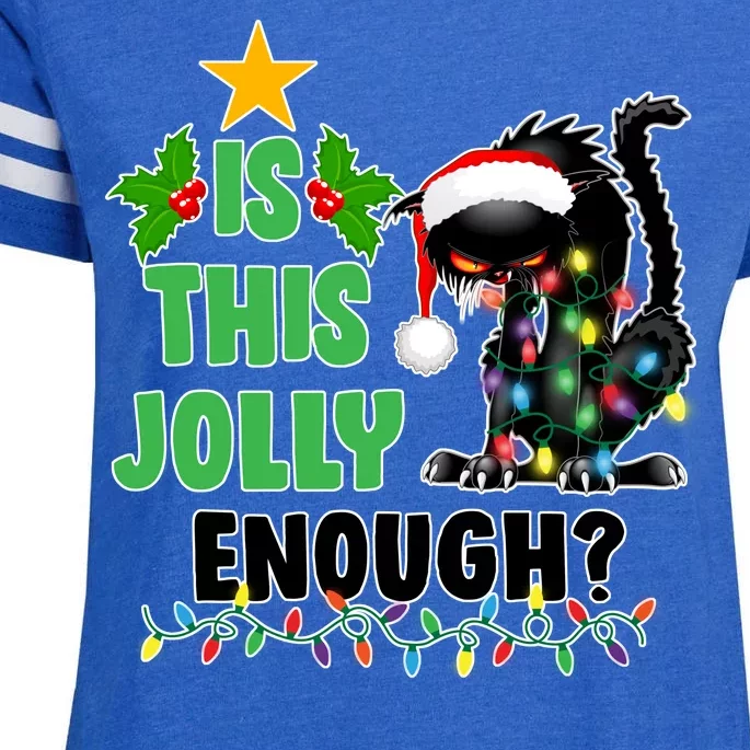 Is This Jolly Enough Funny Christmas Cat Enza Ladies Jersey Football T-Shirt