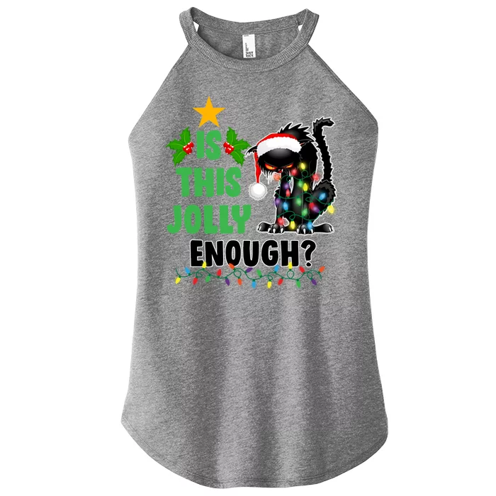 Is This Jolly Enough Funny Christmas Cat Women’s Perfect Tri Rocker Tank