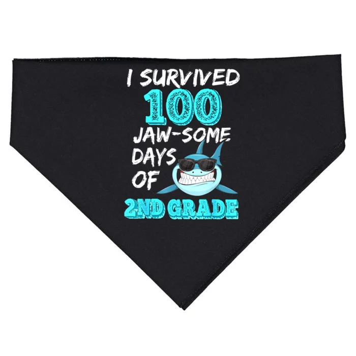 I Survived 100 Jawsome Days Of 2nd Grade 100 Days Of School USA-Made Doggie Bandana