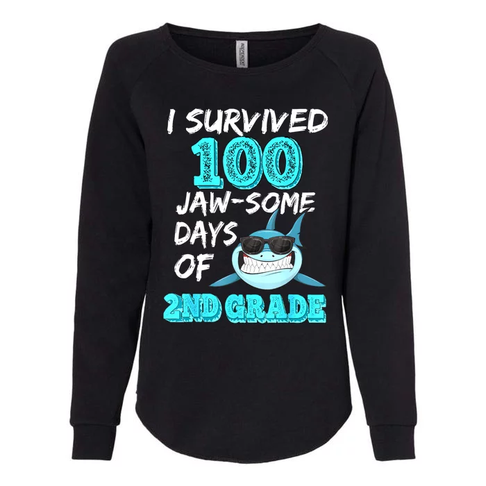 I Survived 100 Jawsome Days Of 2nd Grade 100 Days Of School Womens California Wash Sweatshirt