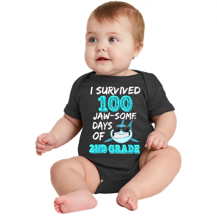 I Survived 100 Jawsome Days Of 2nd Grade 100 Days Of School Baby Bodysuit