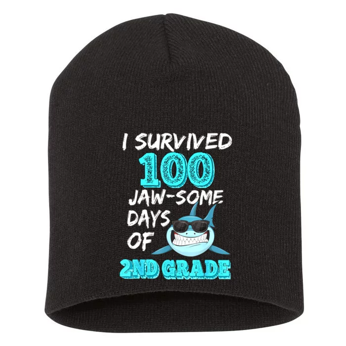 I Survived 100 Jawsome Days Of 2nd Grade 100 Days Of School Short Acrylic Beanie