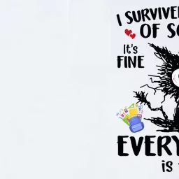 I Survived 100 Days Of School Everything Is Fine Funny Cat Softstyle Adult Sport Polo