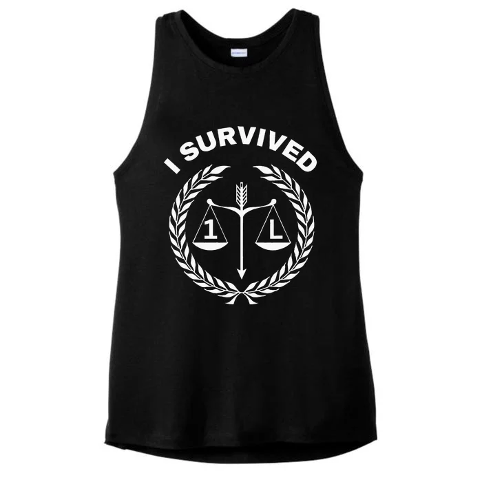 I Survived 1l Law School Student Attorney Lawyer Lawyers 1st Ladies Tri-Blend Wicking Tank