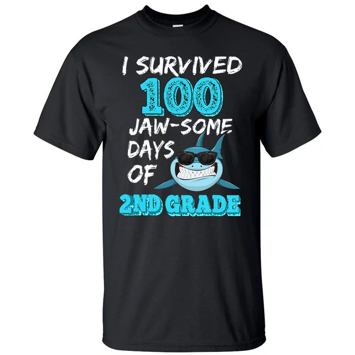 I Survived 100 Jawsome Days Of 2nd Grade 100 Days Of School Tall T-Shirt