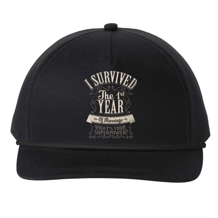 I Survived 1st Year Marriage First Wedding Anniversary Gifts Snapback Five-Panel Rope Hat