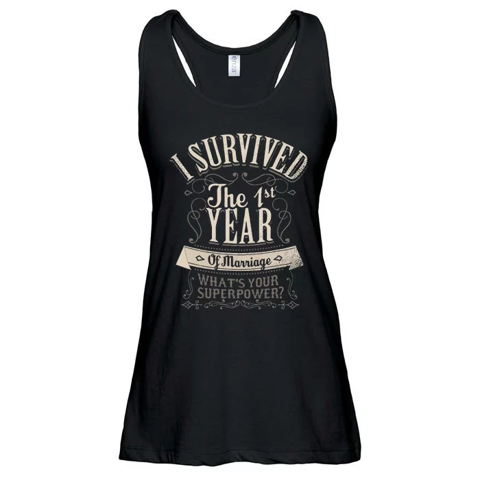 I Survived 1st Year Marriage First Wedding Anniversary Gifts Ladies Essential Flowy Tank